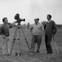 Golf Being Filmed at Portmarnock - Special for Bord Failte 1970. 27.05.1970. 05.27.1970. 27th May 1970. As part of a promotion to encourage golfers from around the world to come to Ireland to play on some of our many world class courses, Bord Failte promoted the making of a film showing golfers playing at Portmarnock Co Dublin. Two of Ireland,s best known golfers,Joe Carr and Harry Bradshaw, agreed to feature in the making of the film. Images show some of the golfers and film crew who took part in the making of the film.